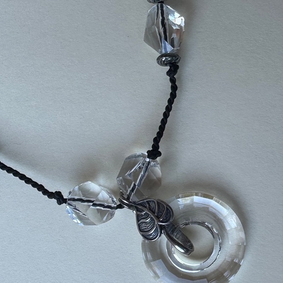 Swarovski Clear Ring Pendant on Black Cord with BiCone Beads - Picture 5 of 5